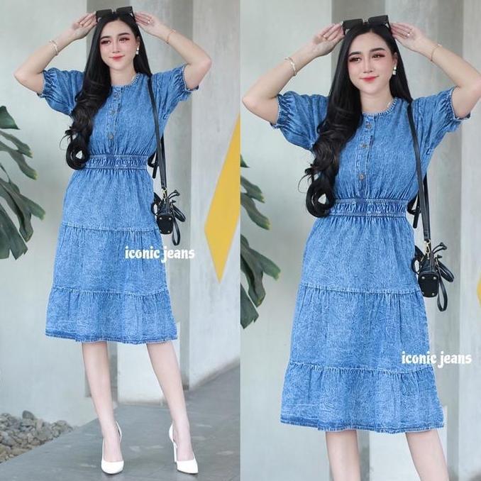 Willply Denim Dress Daster Jeans Casual Wanita Polos Santai Tunik Panjang