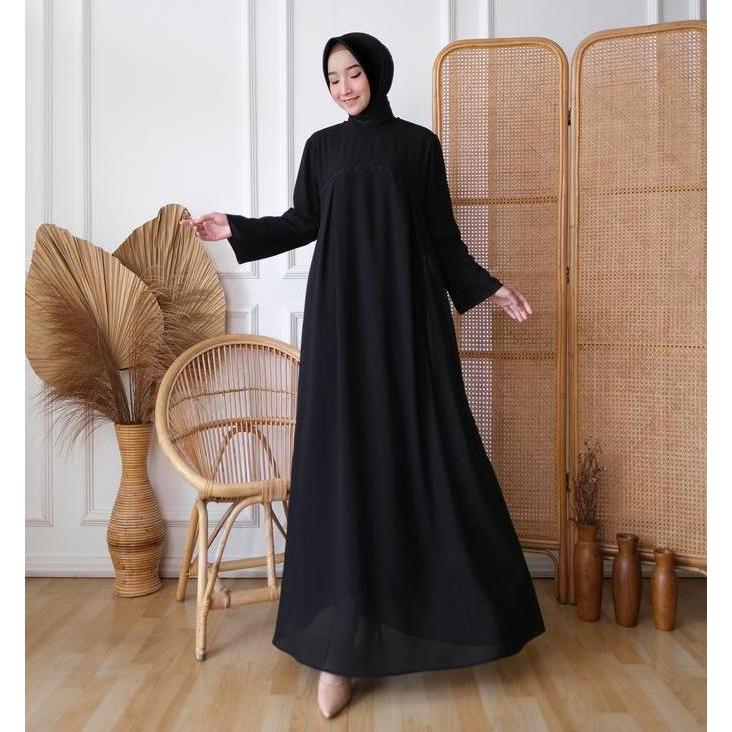 Murah Sakha - GC 04 HITAM BAJU GAMIS PUTIH WANITA BRUKAT GAMIS PUTIH CERUTI JUMBO TERLARIS BAJU LEBA