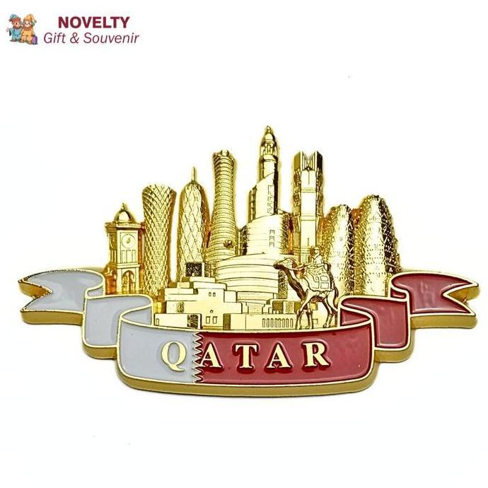 Magnet tempelan kulkas metal souvenir Qatar negara timur tengah