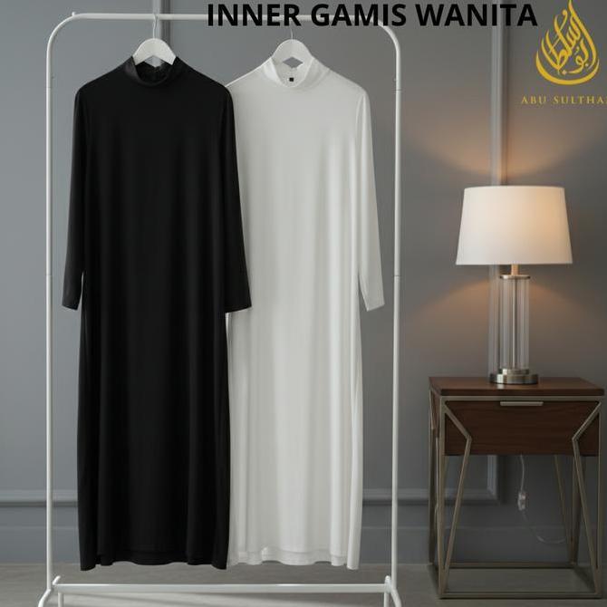 Murah Inner Gamis Wanita Manset Dalaman Atasan Panjang Hitam Putih | Dalaman Gamis Wanita Nyaman Dip