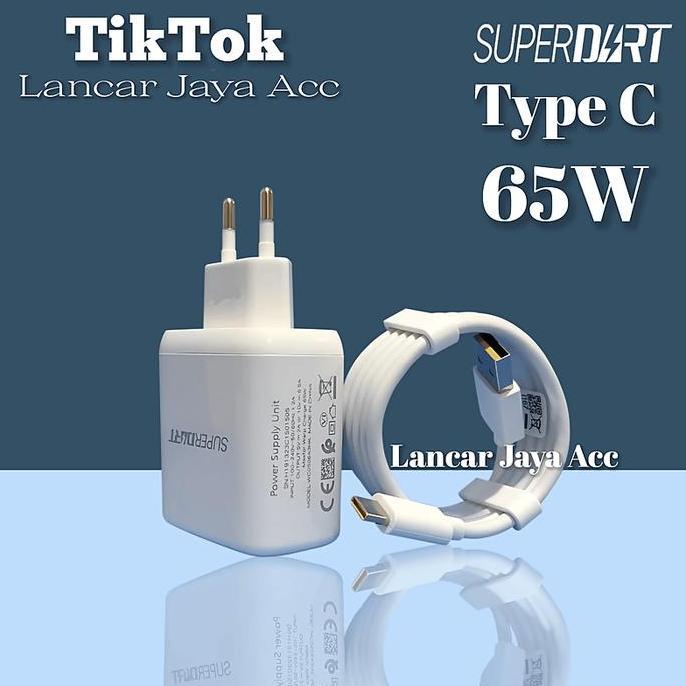 DV373 - Charger Carger Carjer Casan Cas Adaptor Adapter Batok 65W SUPERDART VOOC  TYPE C Kabel Kompa