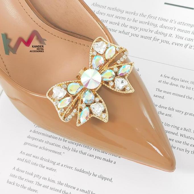 KANDER Alloy Klip Pita Bow Shoes Buckle Aksesoris Sepatu Klip Bongkar Pasang M2005 murah