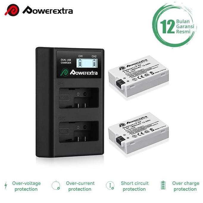 Powerextra Battery Canon Lp-E8 2-Pack With Dual Charger For 60D 70D 80D Etc Best Seller/Best Quality