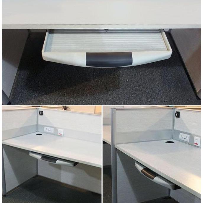 YORKSHIREY 1 Set Laci Keyboard Komputer Dan Rel 51X25CM Tempat Keyboard Bawah Meja Untuk Meja Komput