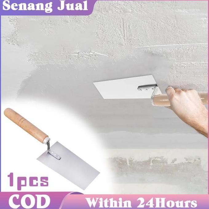 YORKSHIREY Roskam Acian Sendok Semen Alat Acian Tembok Alat Plamir Tembok Pegangan Kayu