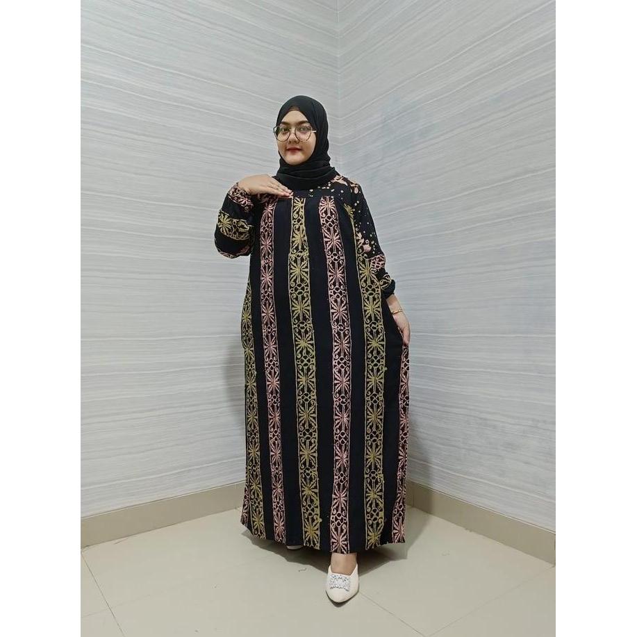 GAMIS BATIK MOTIF QONITA LD 120 PB 135 Muslim Wanita Syari Dress Dewasa Rayon (TERBAIK) (TERBARU) (T