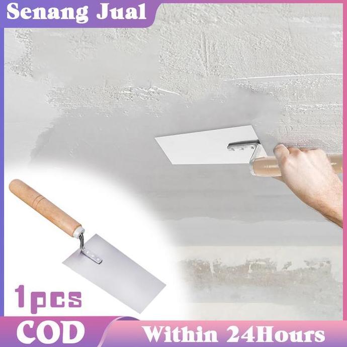 TOEVSKY Roskam Acian Sendok Semen Alat Acian Tembok Alat Plamir Tembok Pegangan Kayu