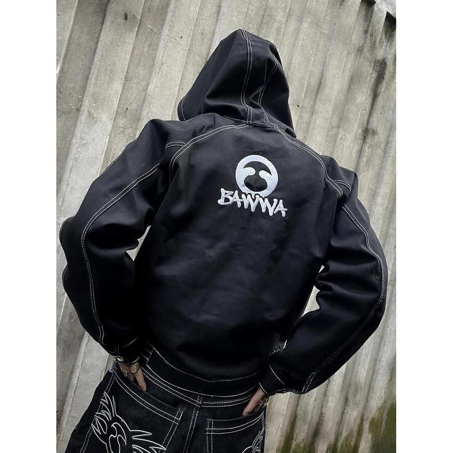 Bawwa | Jaket RAW DENIM (BAHAN KAKU) FIREMAN CLASP | JONES SERIES |  BLACK | Jaket Hoodie FIREMAN CL