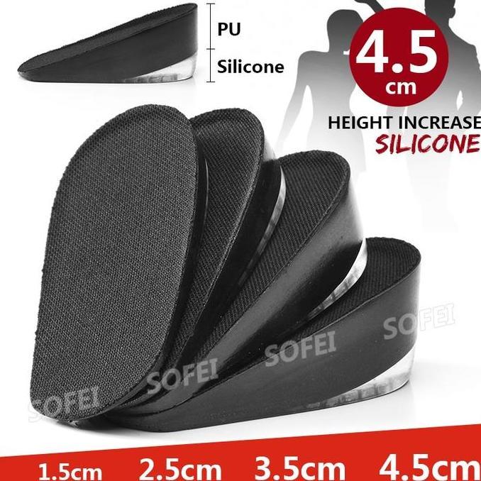 SOFEISTORETinggi Badan Meningkat Bantalan Sepatu Setengah Bantalan Tumit Silikon Polos Untuk Sol Sep