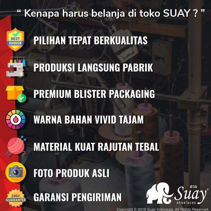 SUAY Tali Sepatu Gepeng Pipih (FLAT) Warna Ungu Muda Mild Violet - Panjang 110cm Lebar 8mm (TERBAIK)