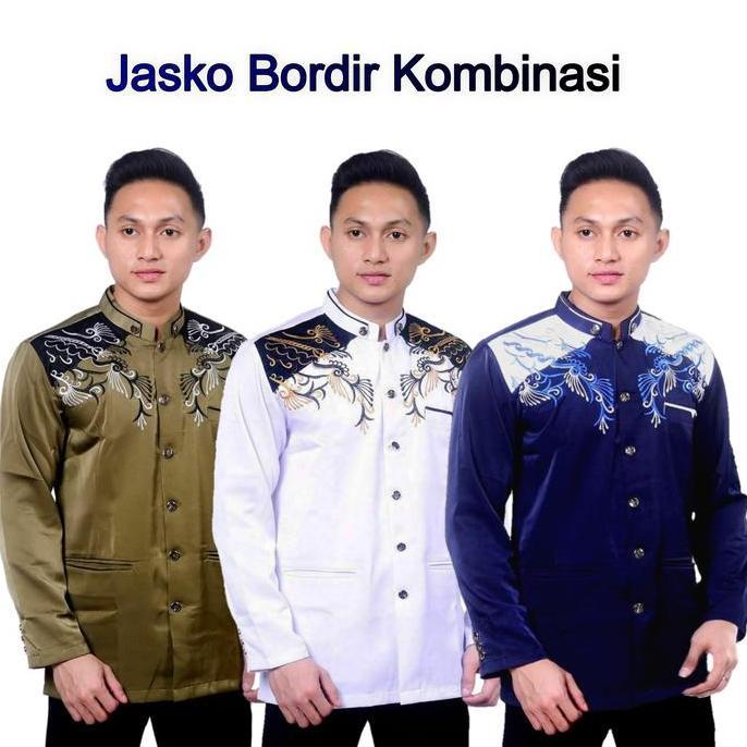 Termurah / Hot Sale Jasko Bordir Kombinasi Jas Koko Pria Baju Muslim Dewasa Lebaran