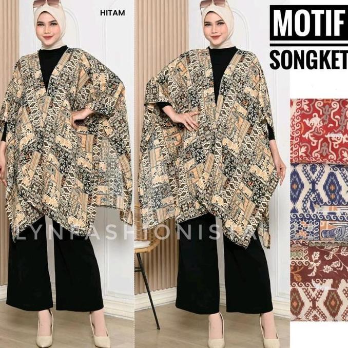 Outer Wanita Muslim Jumbo Cardigan Kalong Motif Batik Bunga Rayon Adem/8866