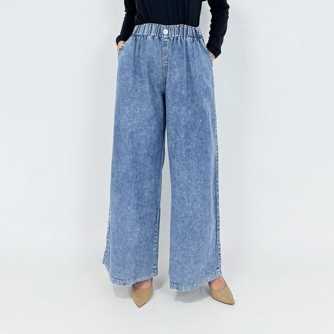 Kulot Jeans Keisya PUTIH Celana Denim Wanita Fit 80 kg LEZAHRASIGNATURE Panjang 102 cm Bawahan Nyama