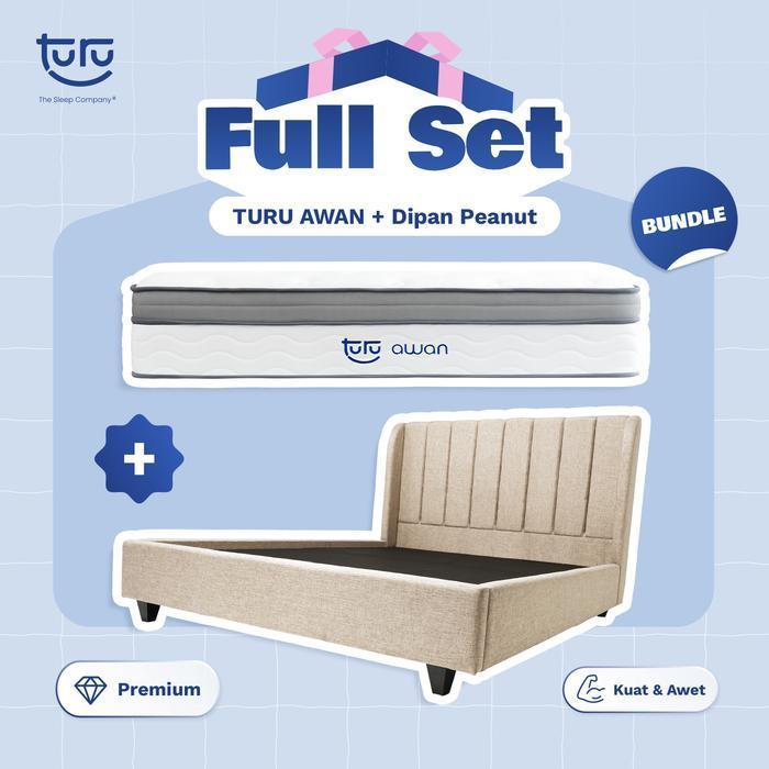 Set Bundle Pocket Spring Bed TURU AWAN + Dipan PEANUT / OAT TURU FULL SET TERMURAH TERLARIS