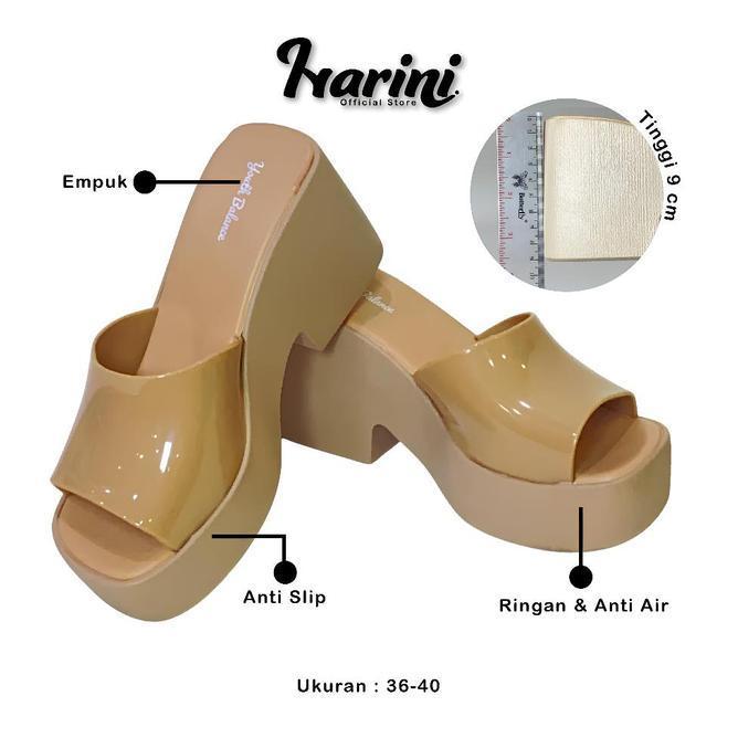 Sandal Slop Wedges Wanita Balance Sendal Empuk Jelly Bahan Karet Jelly 2320A1