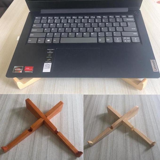 Stand Meja Laptop Tempat Laptop Kayu Tinggi Lurus Silang Terlaris