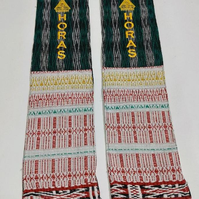 Scraf Ragi Hidup Etnik Batak Toba Asli Ulos Jahitan Rapi Lebar 13 Cm Panjang 160 Cm Dengan Bordir HO