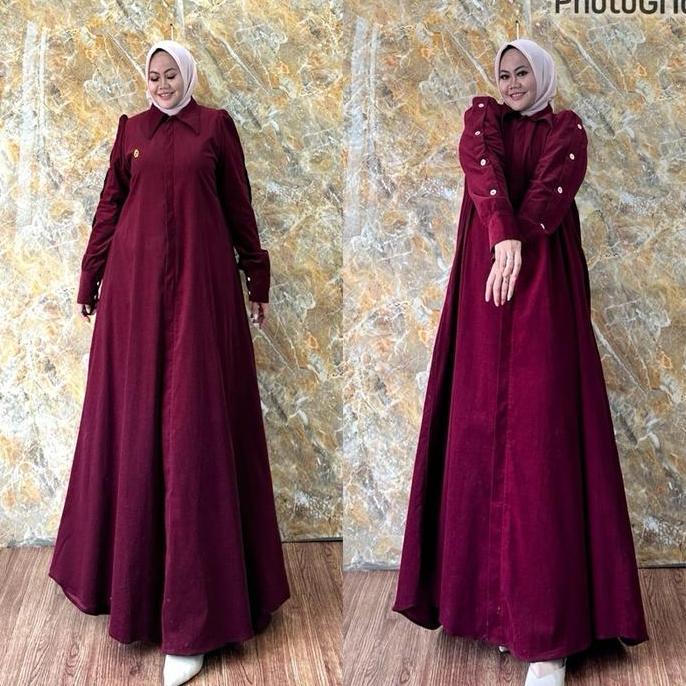Queenasyari - Ghina Dress (Hanya Gamis) Gamis Jumbo Baby Cordoray Ld 110-140 cm Gamis Wanita Muslima