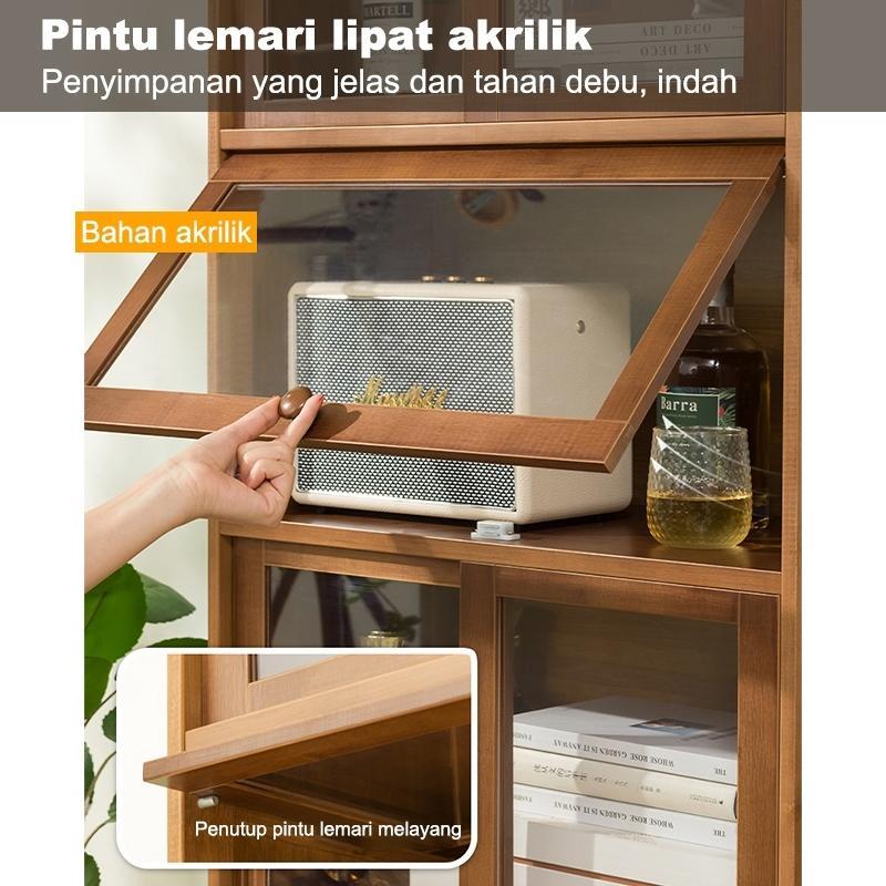 Rak Dapur Kayu Rak Penyimpanan  Rak Oven Microwave Rak Kabinet Lemari Dapur Lemari Piring Multilayer