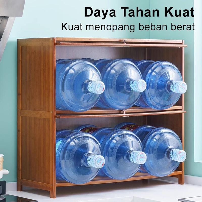 Rak Bumbu Dapur Kayu Rak Meja Rak Penyimpanan Meja Bertingkat Microwave Piring Perlengkapan Dapur