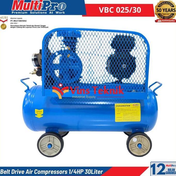 Promo Multipro Vbc 025/30 Belt Drive Air Compressors Mesin Kompresor Angin 1/4Hp 30L Vbc 025/30