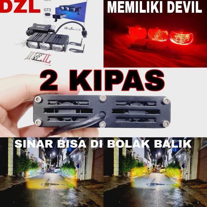 Lampu tembak led vinyx gt3 devil 3 mata jauh dekat 2 warna laser gun 40 watt TERMURAH