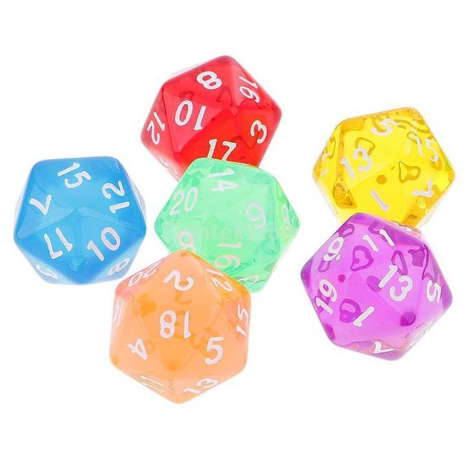 Dadu Arylic Transparan 20 Sided Dice D20 Polyhedral Board Games Count