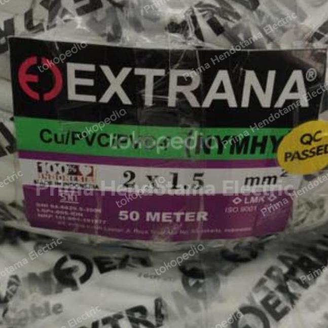 BEBAS ONGKIR - Kabel NYMHY 2x1.5mm Extrana | Kabel Extrana NYMHY 2x1,5mm (50 Meter)