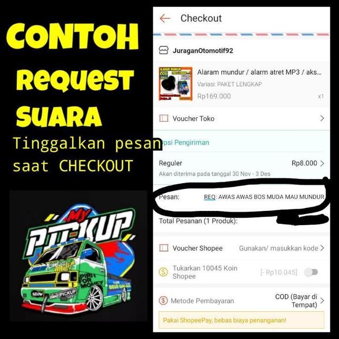 Thebest- klakson mundur truk alarm mundur alaram mundur awas aksesoris mobil