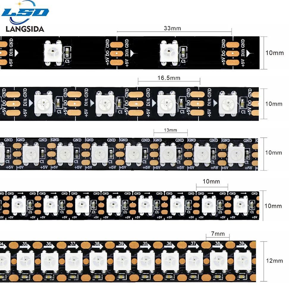 5050 RGB LED Strip Addressable DC 5V 3pin WS2812B IC 30 LEDs/M 60LEDs/M IP30 IP65 Lamp Waterproof Li