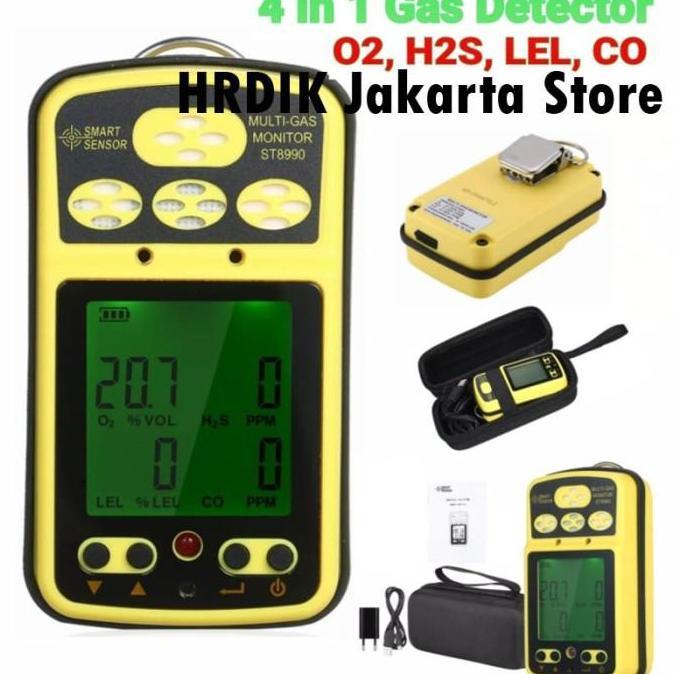 ST8990 Smart Sensor Gas Detector H2S O2 CO LEL Monitor Detektor Tester
