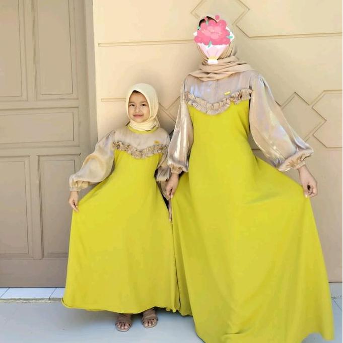 PREMIUM Arunna Dress Kondangan Simpel Crinckle Mix Shimmer Silk(Coupel Ibu Dan Anak) PREMIUM