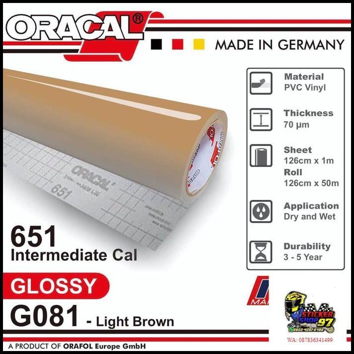 TERBARU STICKER ORACAL 651 - G081 LIGHT BROWN GLOSS STIKER [METERAN] 