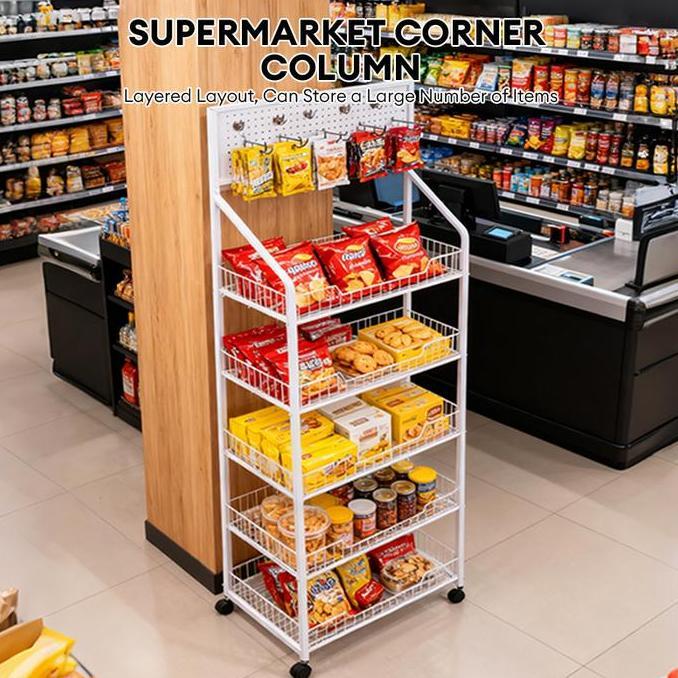 Sadegadiono - Rak Chiki Rak Sanck Warung Rak Besi 4/5/6 Lapis Rak Roda Serbaguna Rak Penyimpanan Dap