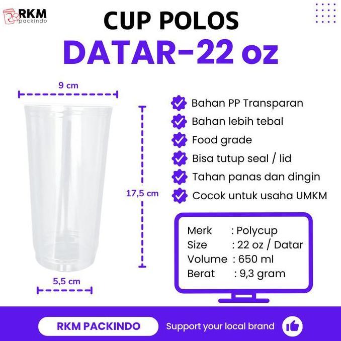 MURAH BANGET Cup Gelas Polos 22oz Datar PP POLYCUP