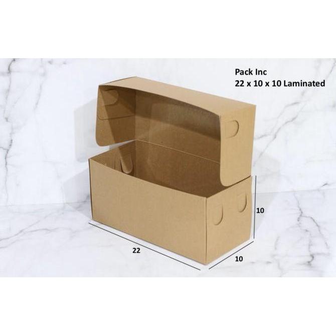 Box Kraft Craft Dus Coklat Kue Roti 22 x 10 x 10 cm Laminasi 25 pcs