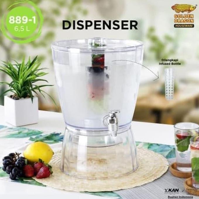 Dispenser +Infused 6,5 Liter / Wadah Minuman Galon Golden Dragon 889-1 FORSALE