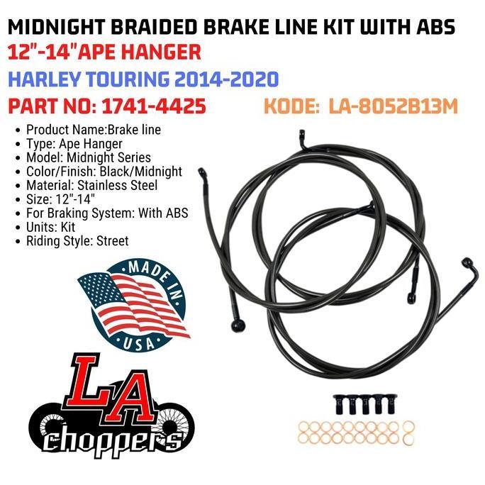 La Choppers Midnight Braided Brake Line Kit With Abs 12"-14" 1741-4425 Terbaru