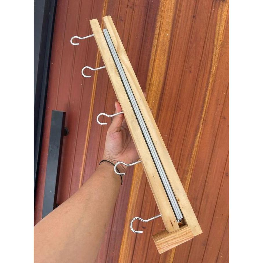 Levonazi - Gantungan Panci Tarik Dorong - Rel Kayu Paku Rel Gantungan Panci Tarik Dorong Kayu Kitche