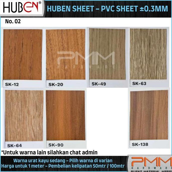 PVC SHEET TEBAL 0,3 WARNA URAT KAYU SEDANG TACO SHEET DECO HUBEN SHEET