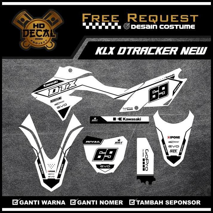 DISKON (PREMIUM) DECAL STICKER KLX DTRACKER NEW SIMPEL/ PUTIH BIRU DESAIN COS