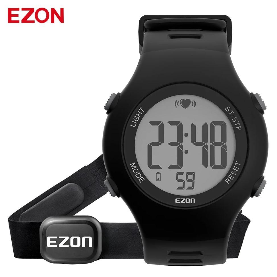 EZON T037 Men/Women Digital Sports Watch Heart Rate Monitor Outdoor Running Watch with Chest Strap