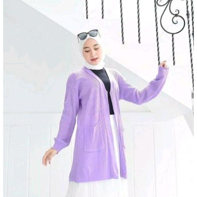 Murah Belle Cardy Cardigan Rajut Wanita Oversize L-XL Bahan Halus Kancing Basic Batwing Hitam Dasar 