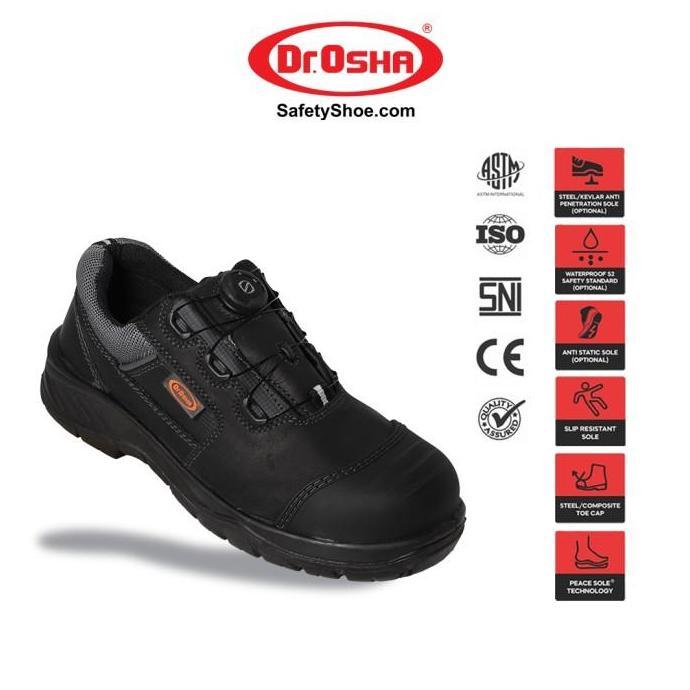 Dr OSHA Viper 3169 S2 Composite Waterproof Safety Shoes Quick-Lace System - Black (TERBAIK) (TERBARU