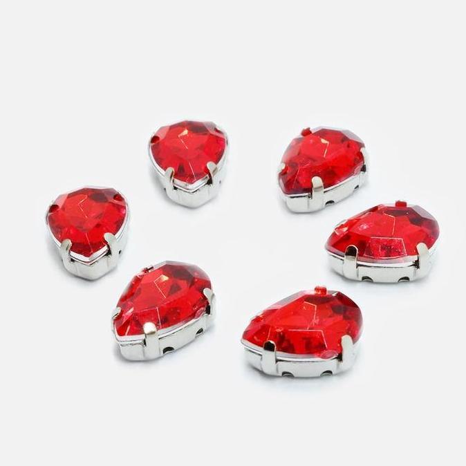 Torenda Payet Jahit Cangkang Tetes 10x14mm Merah (Light Siam) / 12pcs (TERBAIK) (TERBARU) (TERMURAH)