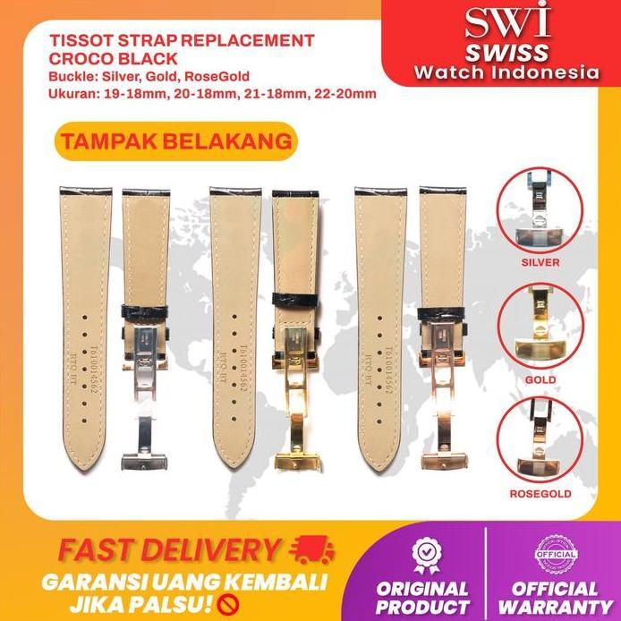 Strap Leather Tissot 1853 Tali Kulit Jam 20mm 22mm Buckle Butterfly