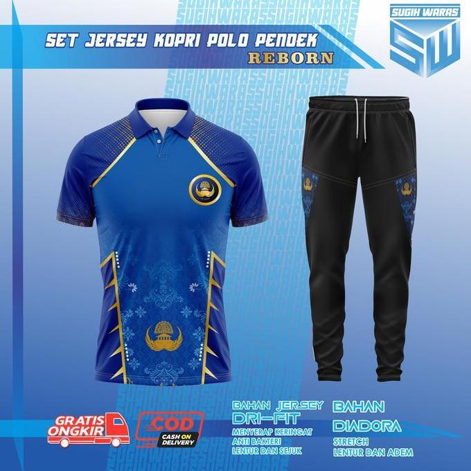 SUGIH WARAS 1 SET JERSEY POLO KORPRI REBORND PENDEK OLAHRAGA Baju Pria Setelan Sport (TERBAIK) (TERB