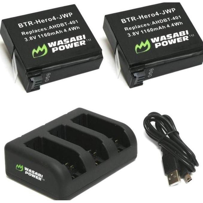 Wasabi Power Battery & Charger for GoPro HERO4 HERO 4 Black Silver Baterai Kamera Action Camera Acti