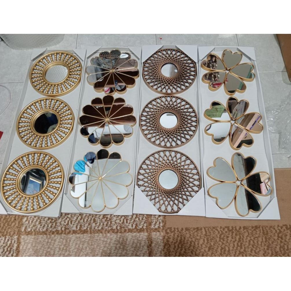 Hiasan Dinding Cermin Set 3 Pcs Plastik Kaca