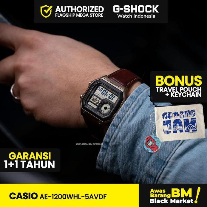 Casio AE-1200WHL-5AVDF AE-1200WHL-5A AE-1200WHL AE1200WHL AE 1200WHL Digital Original Pria Watches